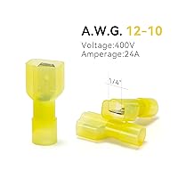 Vista 56 de HKS Conector de desconexión rápida de pala macho de nailon, 100 unidades, color amarillo, kit de conectores de cable eléctrico de 12-10 AWG, cobre