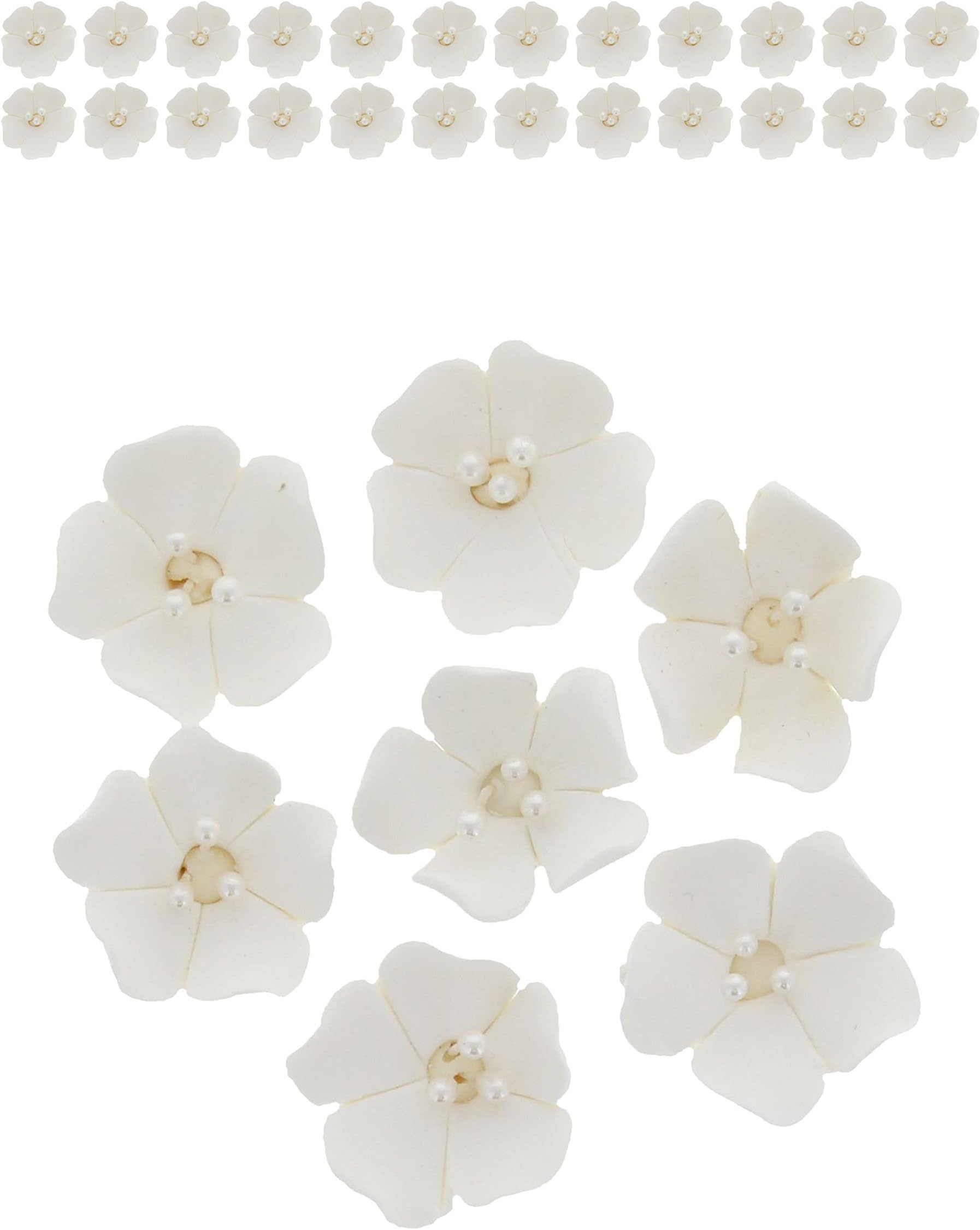Amazon.com: 30 Ivory Icing Flowers by Simply Sucré | Small White ...