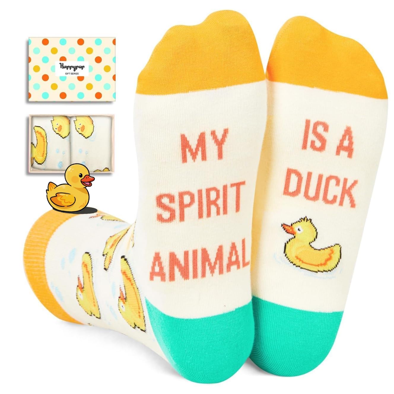Chicken Rubber Duck Gifts - Funny Crazy Chicken Duck Socks for Women Men Mom Dad