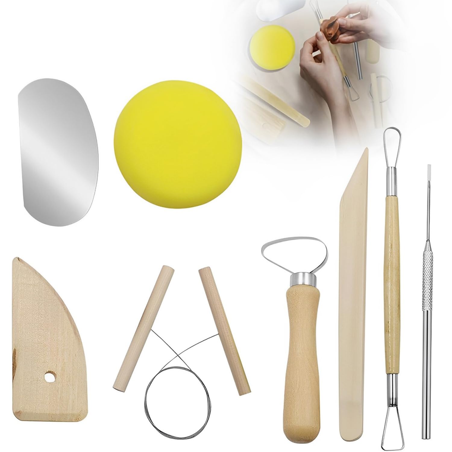 Set Da 8 Strumenti Professionali Per Ceramica E Argilla, Intaglio E Modellatura, Con Lama In Acciaio Inox E Impugnatura Antiscivolo In Gomma