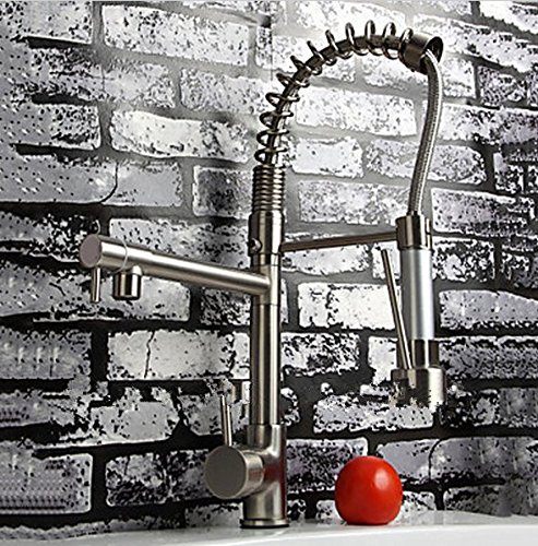 Robinet de cuisine Gowe haut de gamme en laiton massif et finition nickel brossé