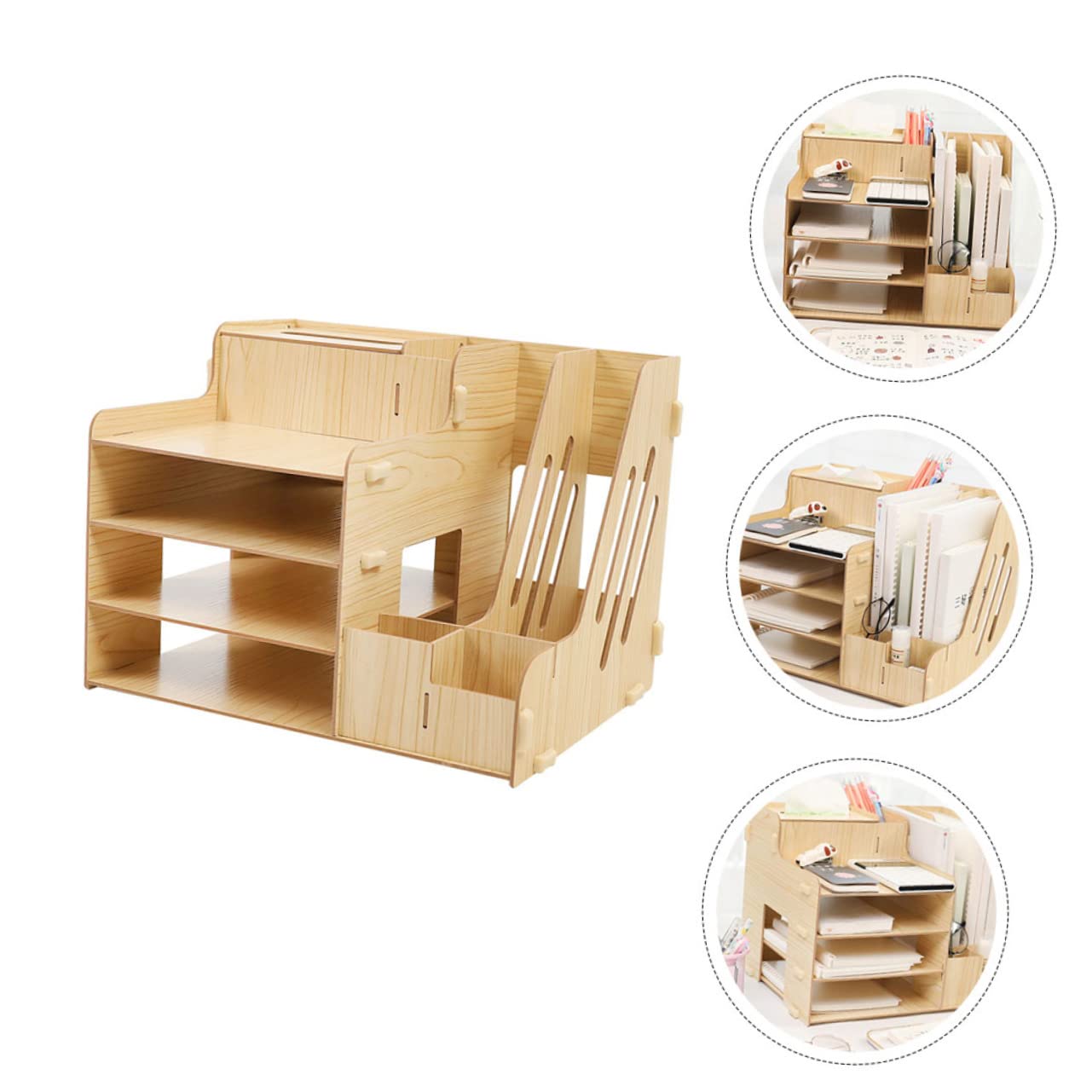 iplusmile Organizador de Archivos para Escritorio de Madera Gran Capacidad y Diseño de Múltiples Compartimentos para Almacenamiento Ordenado en Oficina y Hogar