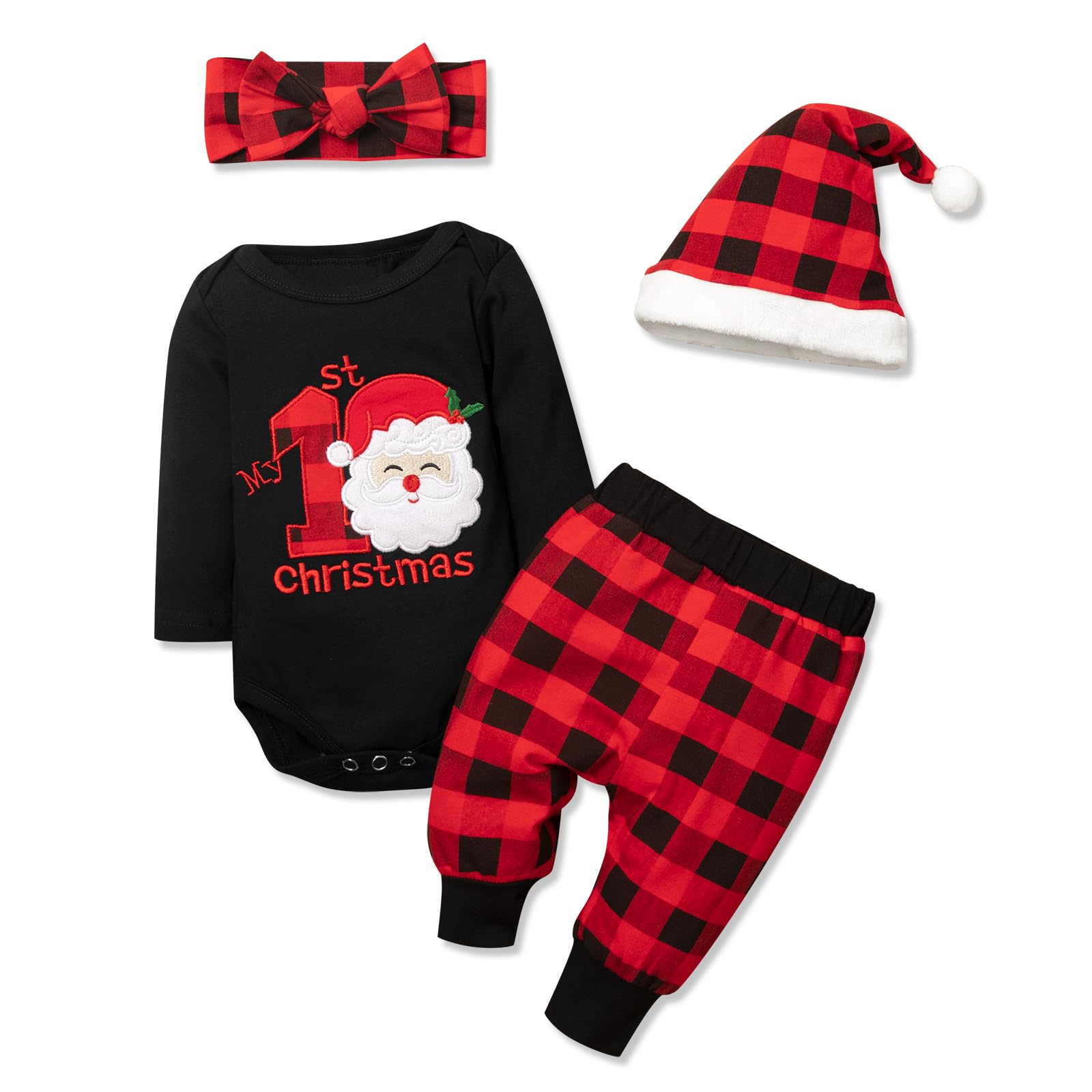 Baby Girl Boy Christmas Outfit My 1st Christmas Baby Boy Infant New Year 4 Pcs Set