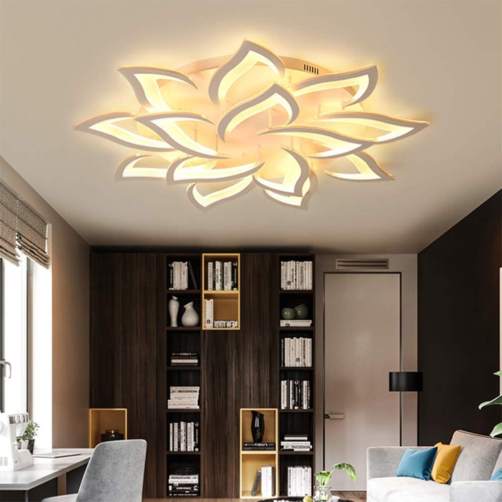 LEDシーリングライト 調光可能 花柄ランプ メタルアクリル リモコン付き モダン リビングルーム 寝室 ダイニング 子供用 目保護