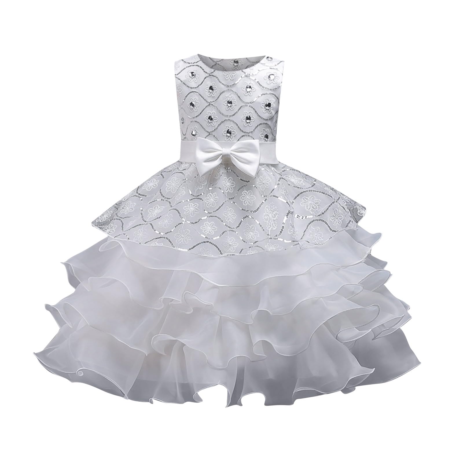 Mädchen Prinzessin Kleid Pailletten Tüll Blume Rundkragen Ärmellos Formalkleid Geburtstag Party Hochzeit Brautjungfer Mädchen Abendkleider Kleinkind