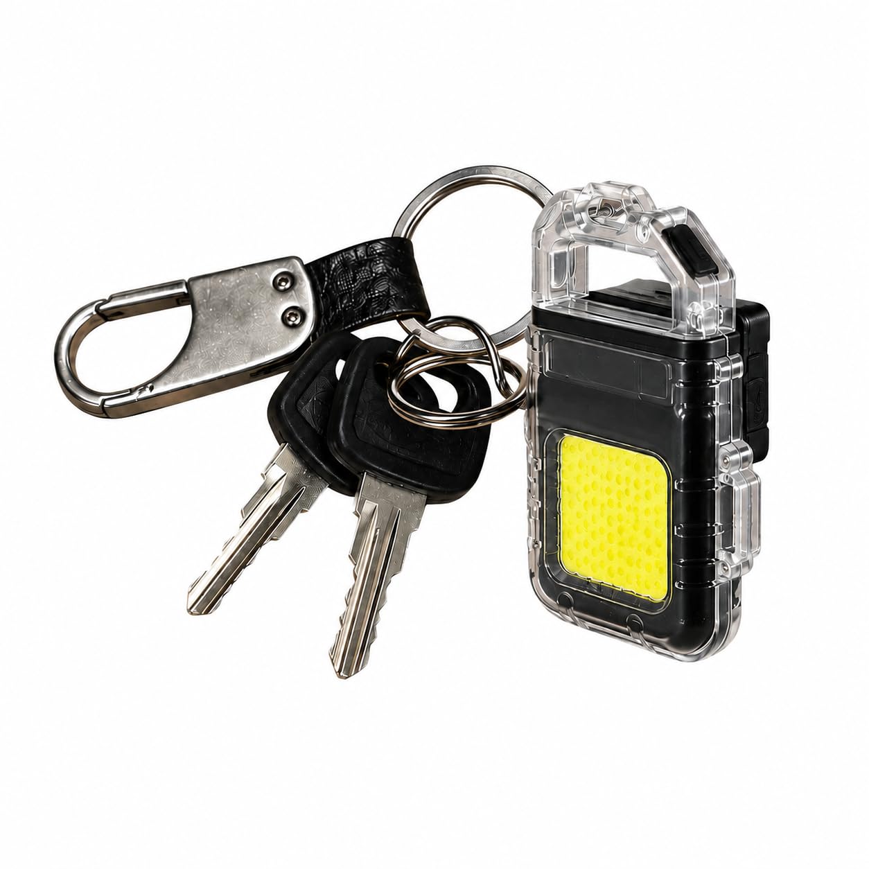 USB Rechargeable Electric Keychain Cigarette Lighter Featuring a Compact Transparent Body, Windproof flameless, high-Brightness COB LED Flashlight, Rechargeable Battery, and Heavy-Duty Metal Keyring.-picture-36