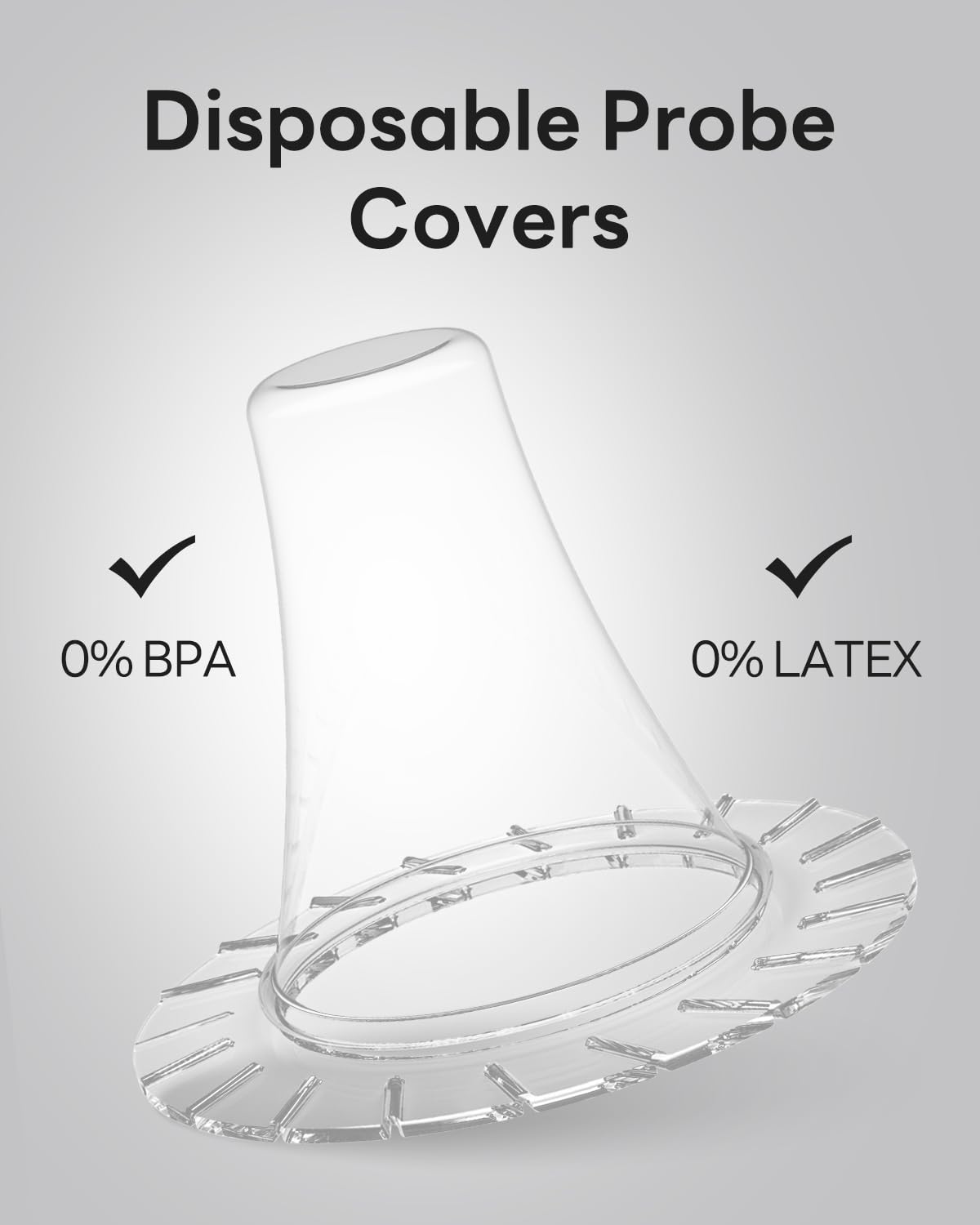 Disposable probe cover with 0% BPA and 0% Latex labels