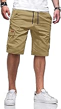TARAINYA Cargo Shorts Men's Cotton Bermuda Summer Chino Shorts Trousers Men's Drawstring Elastic Waist with 6 Pockets