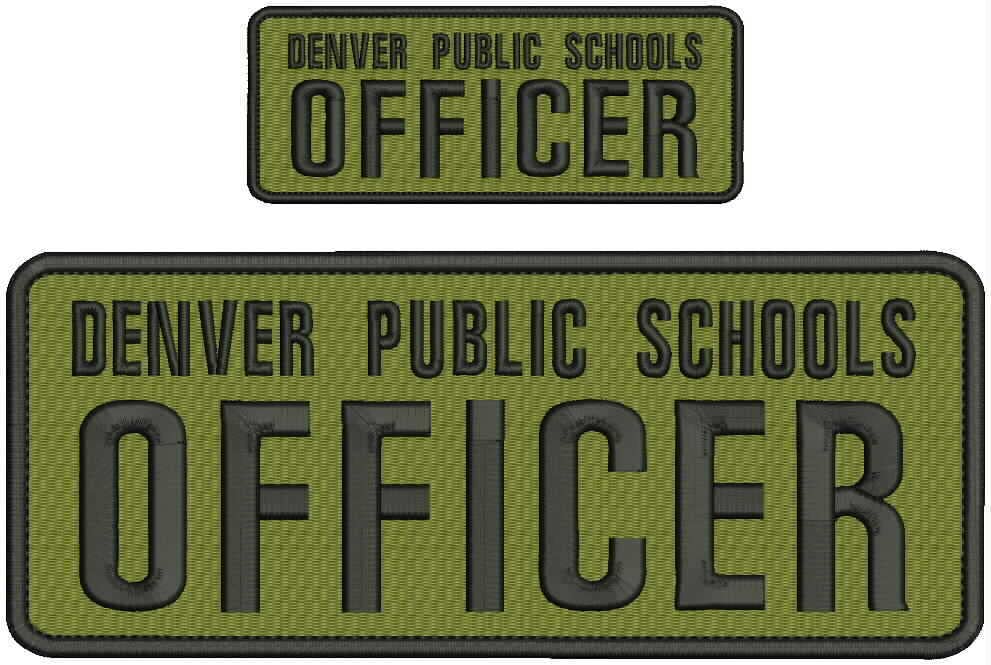 Special Patches for Velcro Patches for Uniform for Denver PS Officer Embroidery Patches 4x10 and 2x5 Hook on Back od Green Fabric Model-Q-X988-1312