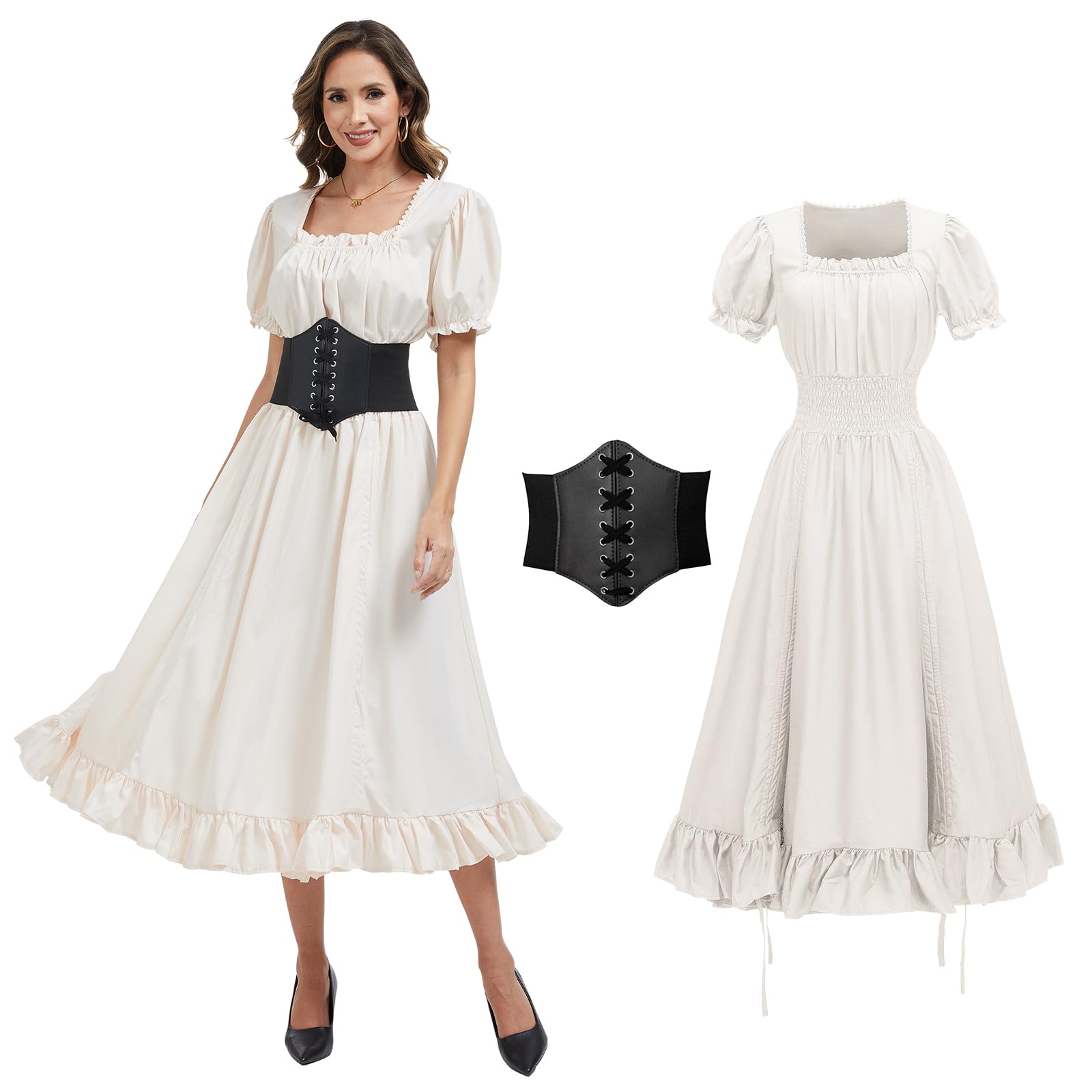 Generisch Women's Medieval Dress 2025, Vintage Maxi Dress, Princess Costume