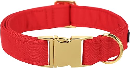 Miniatura 1 de Maca Bates - Collares de Navidad para perros, de algodón, suave, color rojo, con hebilla de metal, collar de invierno ajustable para perros