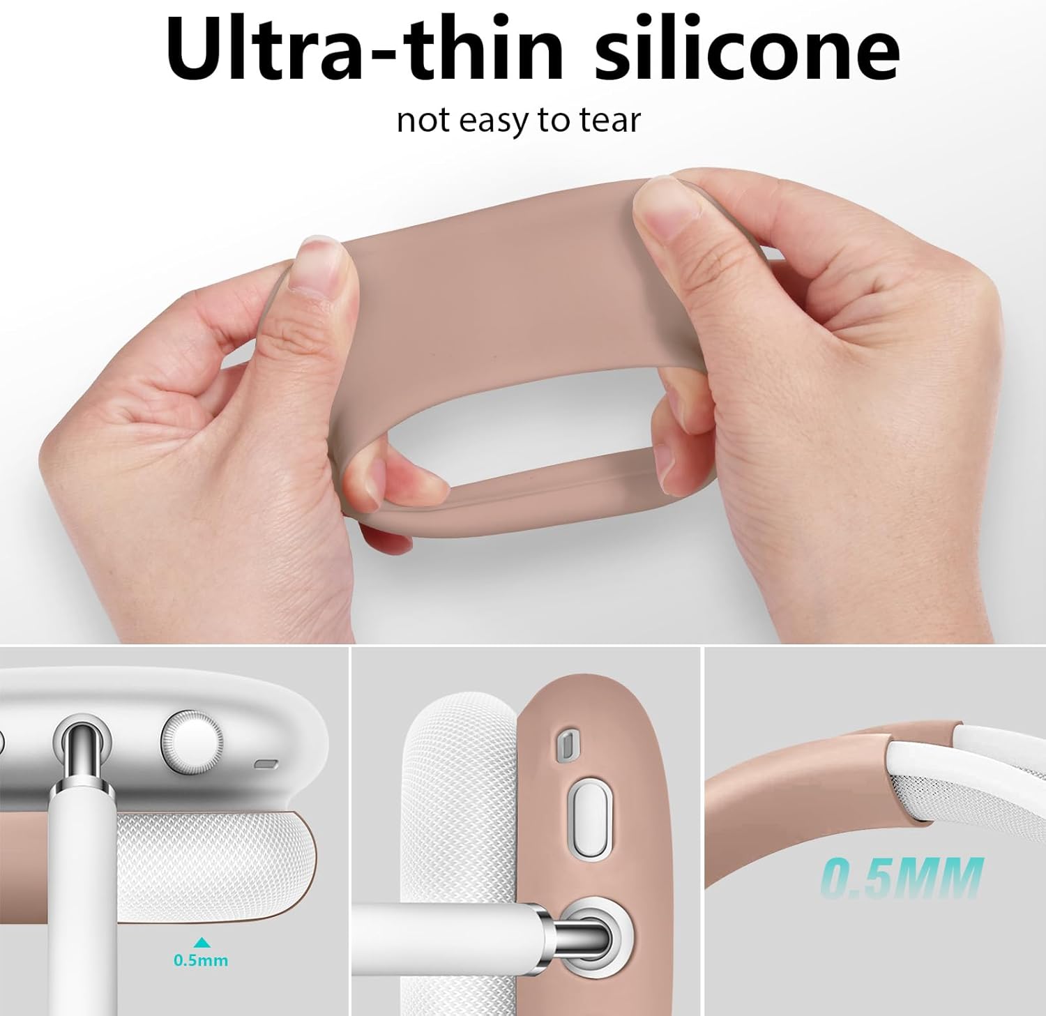 AIRSPO Airpods Max Case Cover, Silicone Case Cover for AirPods Max Headphones, Anti-Scratch Ear Pad Cover/Headband Cover for Apple AirPods Max, Airpod Max Accessories (Milk Tea) - Image 3