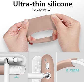 AIRSPO Airpods Max Case Cover, Silicone Case Cover for AirPods Max Headphones, Anti-Scratch Ear Pad Cover/Headband Cover for Apple AirPods Max, Airpod Max Accessories (Milk Tea)