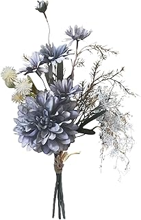 造花 花束 フェイクブーケ くすみカラー おしゃれ ドライフラワー スワッグ アンティーク風 フェイクフラワー ダリア インテリア 壁掛け 撮影装飾 枯れない花束 (ブルーグレー, アンティーク ダリヤ)