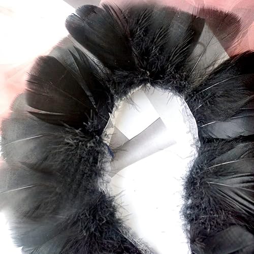 Borde de plumas de ganso negro de 2 yardas, 3-5 pulgadas de ancho, borde de flecos de plumas de ganso coloridas para manualidades, accesorios de