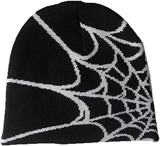 Spider Web Beanie Gothic Spider Pattern Wool Acrylic Knitted Hat Spider Beanie Y2K Beanie Casual Skullies