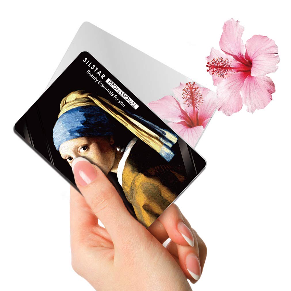 SILSTAR PROFESSIONAL Compact Card Mirror, Unbreakable Acrylic Makeup Mirror, Vanity Mirror Johannes Vermeer_Girl with a pearl earring 110