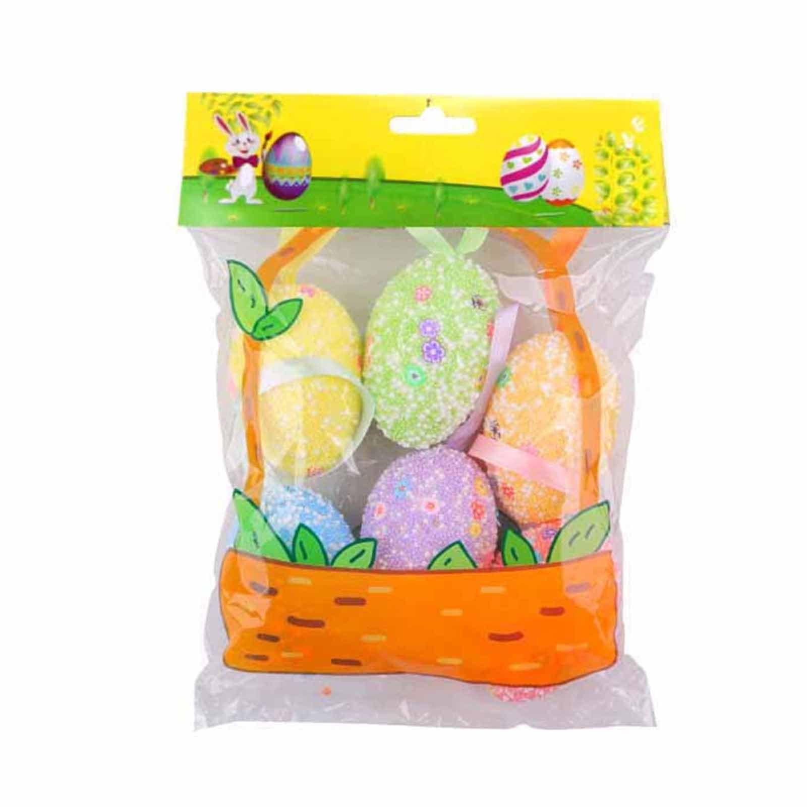 Tsophreniq Of 6 Colored Decorative Eggs Hanging Ornament for Festival Party Decorations and Creative Crafting Project Photography