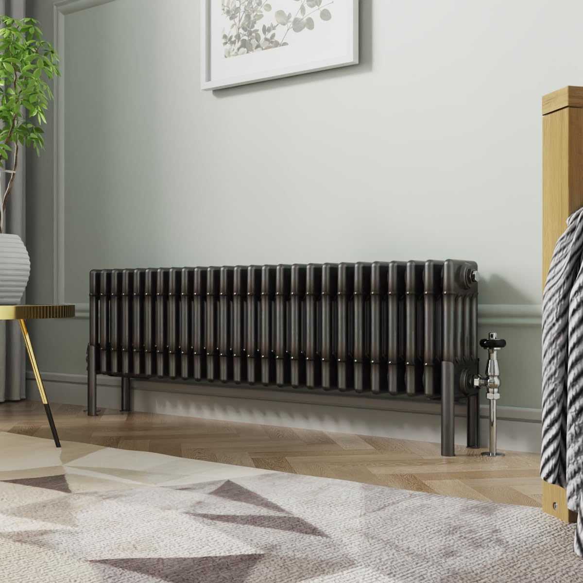 Nrg Traditional Cast Iron Style Radiator Raw Metal 4 Column 300X1190mm