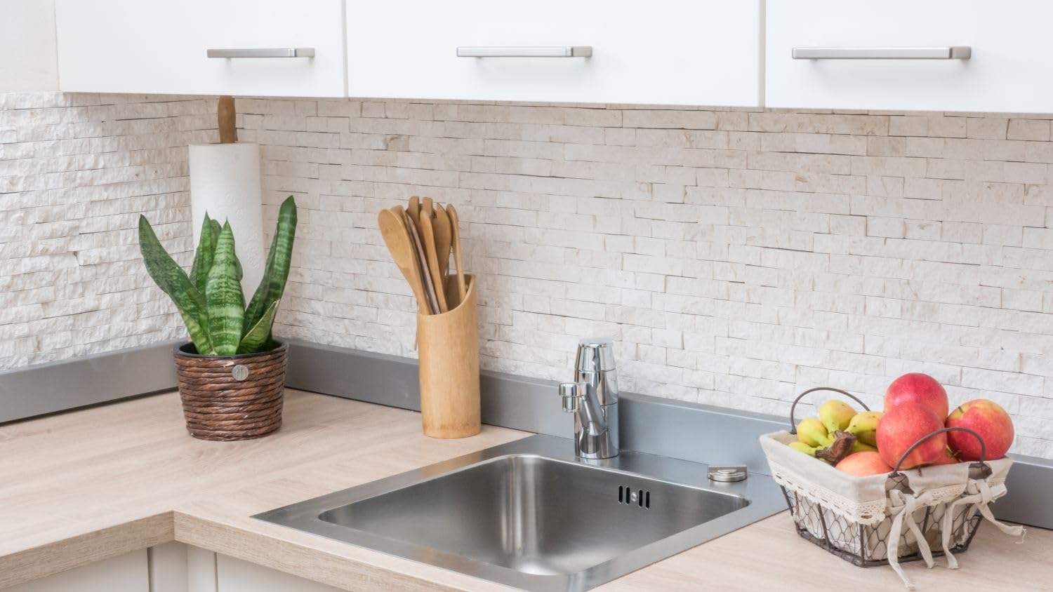 caliza Piedra natural Ladrillo Blanco 3d pared baño cocina