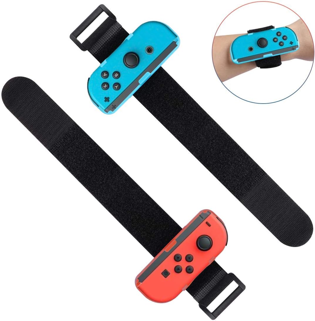 Homidic Wrist Bands Compatible with Nintendo Switch Joy-Cons Controller, Adjustable Strap for Just Dance Game 2023/2022/2021/2020/2019 Blue and Red