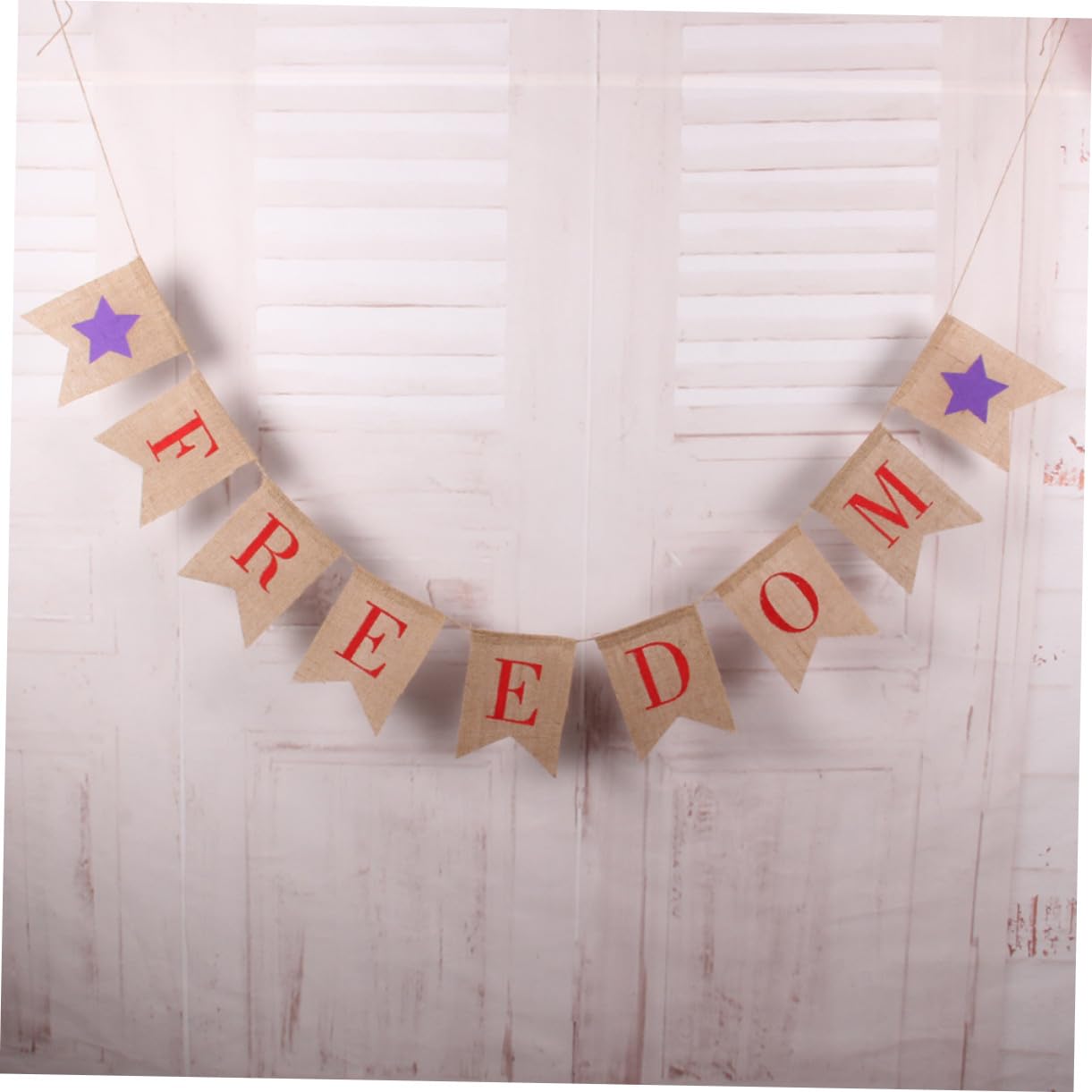 VICASKY 3 Pezzi Ghirlanda Patriottica in Juta Resistente per Decorazioni Festa Dellindipendenza Americana con Bandierine Freedom per Interni ed Esterni