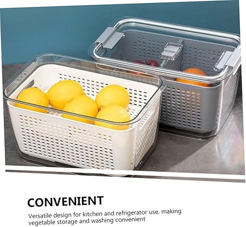 Miniatura 6 de Colador de lavado de arroz crujiente, cesta de lavado de verduras, doble capa, cuenco de lavado de verduras, bandeja de lavado de verduras, colador