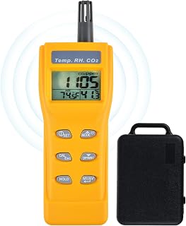 Medidor de CO2 de mano, detector de CO2, monitor digital de CO2 de 0 a 9999 ppm, medidor de temperatura y humedad, detector de dióxido de carbono con sensor NDIR, alarma de zumbador y función