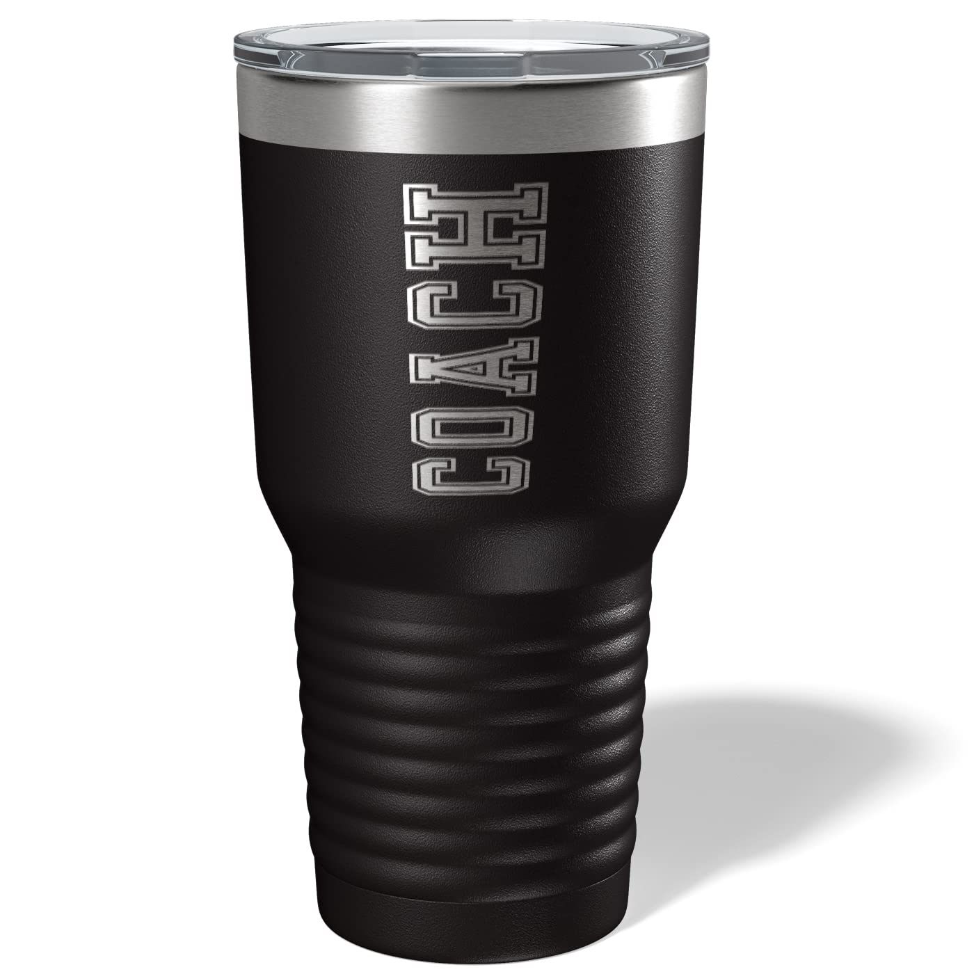 IE LaserwareCoach ! Permanently Etched on This Black 30 Ounce Travel Mug