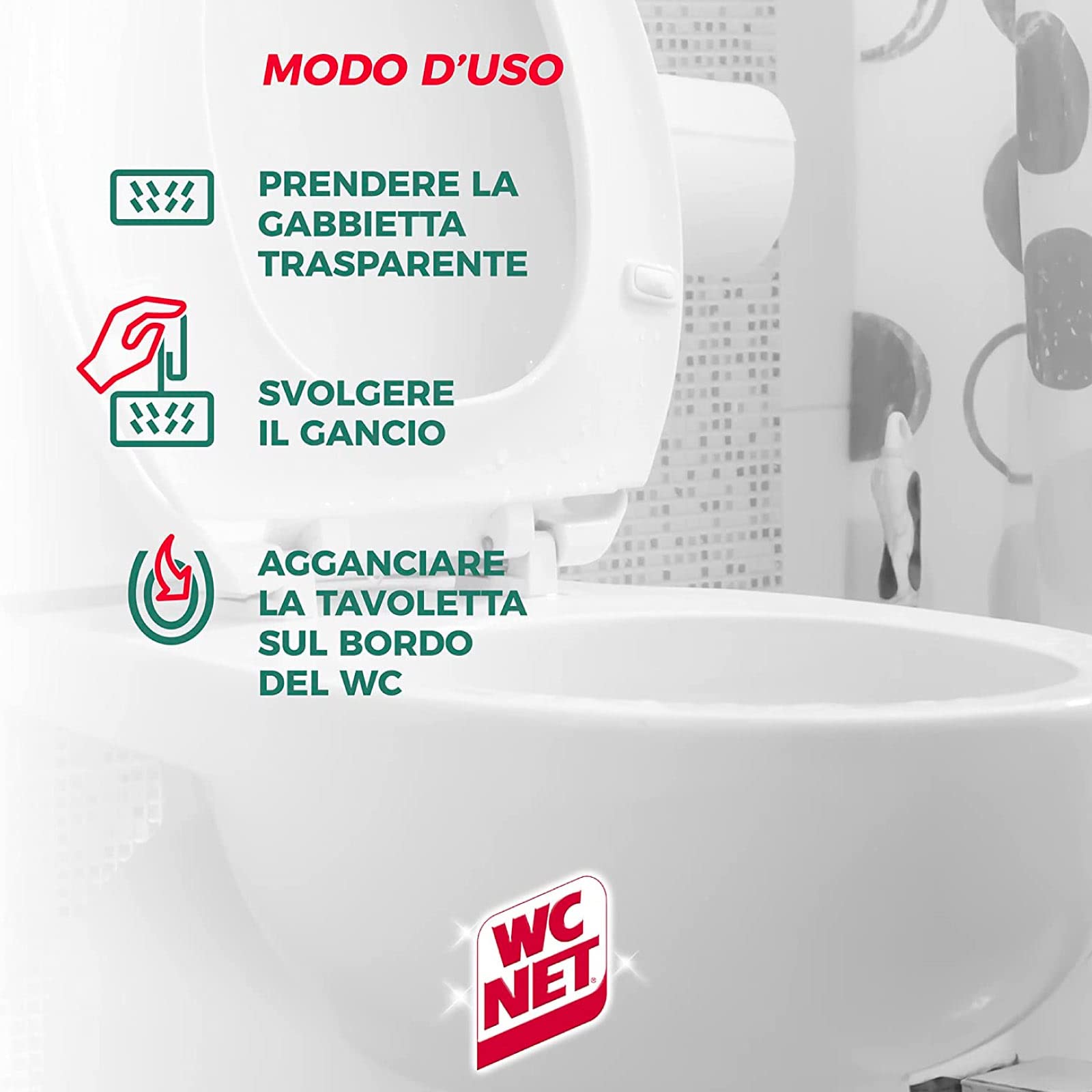 Wc Net - Tavoletta Profumoso 3 Effect, Detergente Igienizzante Solido per WC, Fragranza Lime Fresh, Lunga Duarata, 4 Pezzi x 4 Confezione
