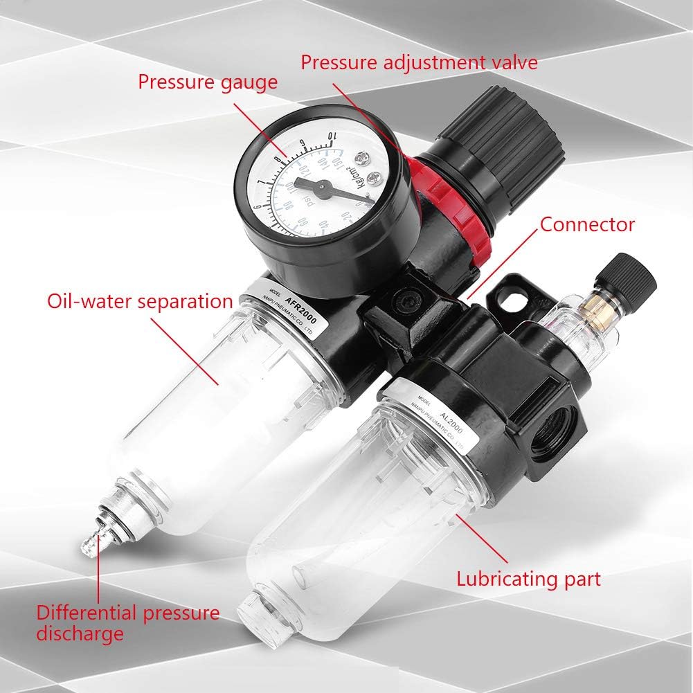 G1/4 Air Pressure Filter Kit for Compressor Pneumatic Filter Regulator Lubricator with Moisture Trap and Oil Water Separator - Image 4