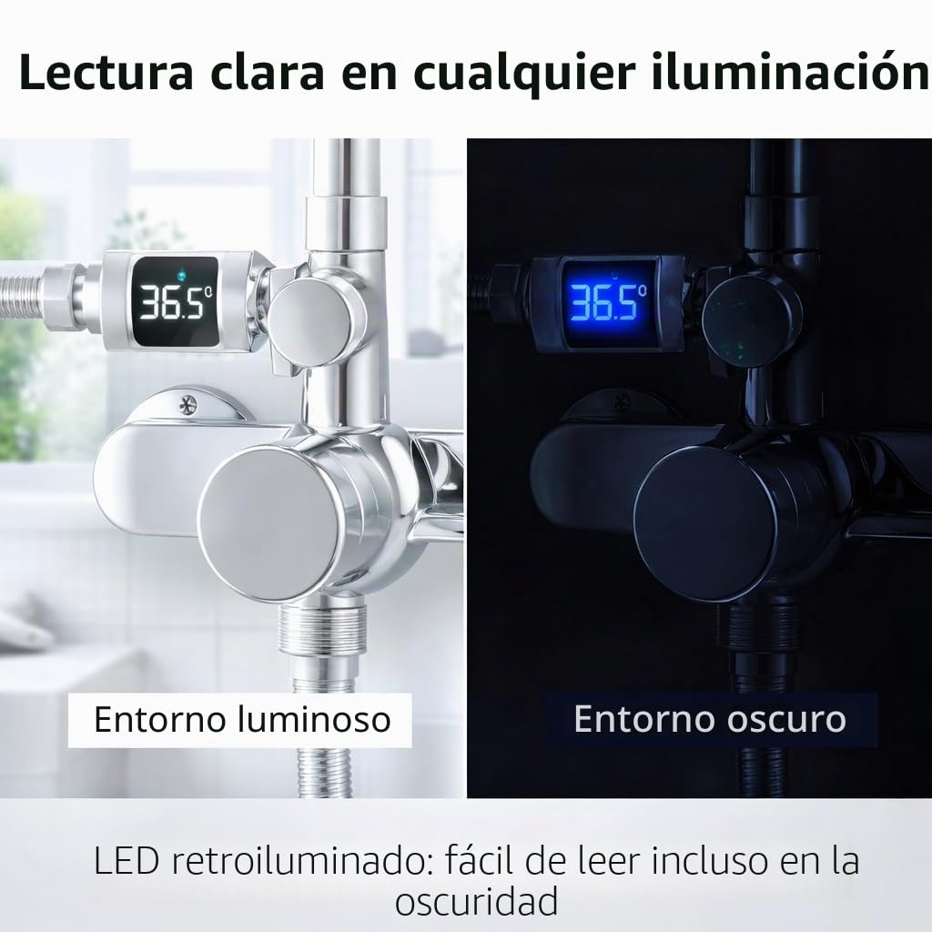 Termómetro de Ducha, Termómetro de Agua de ABS, Monitor de Temperatura para el Hogar, Cocina, Baño, Bañera