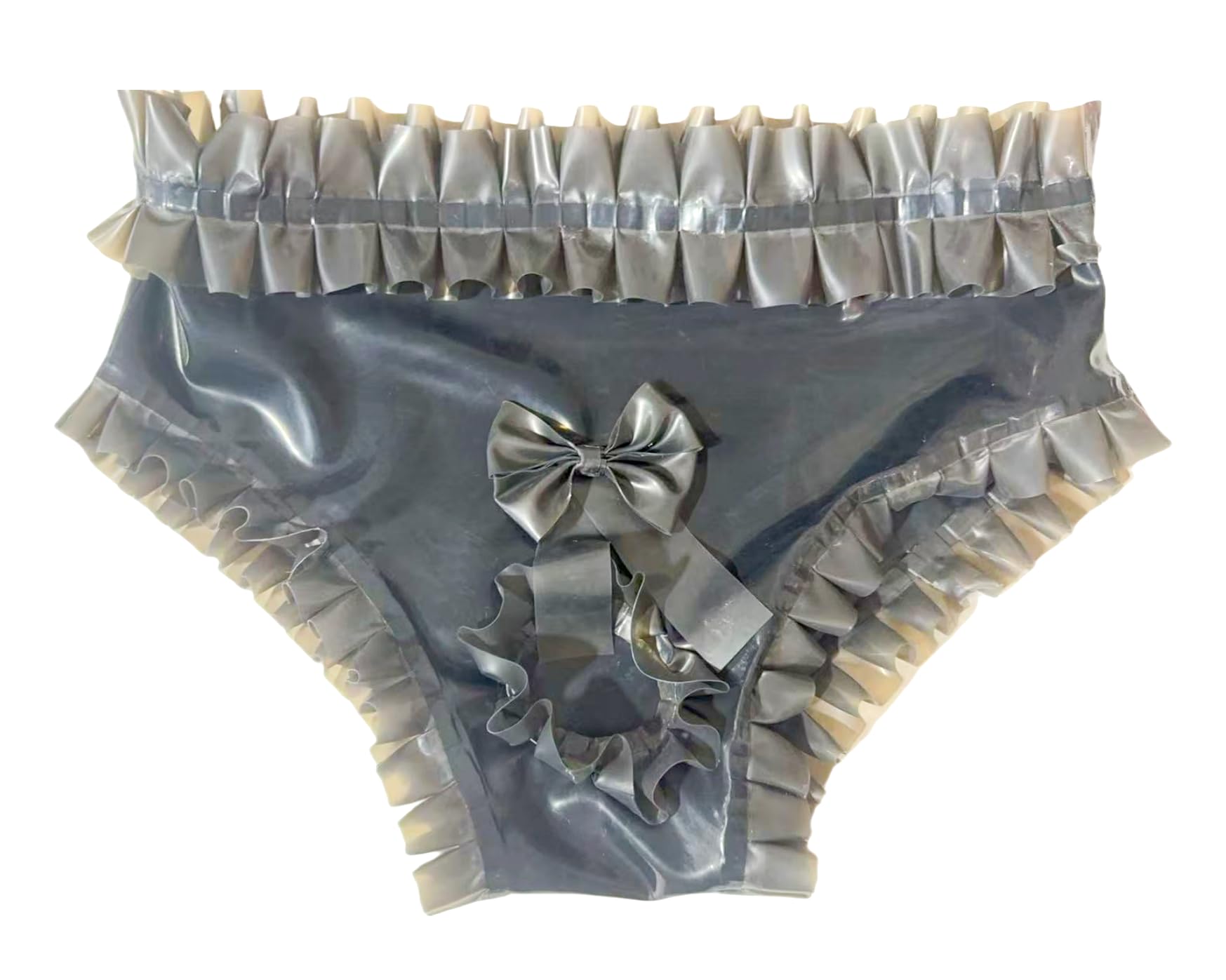 Natur Latex Unterwäsche mit Rüschen und Schleife Bondage Shorts Fetisch Cosplay Slip Pants Briefs Sex Spielzeug