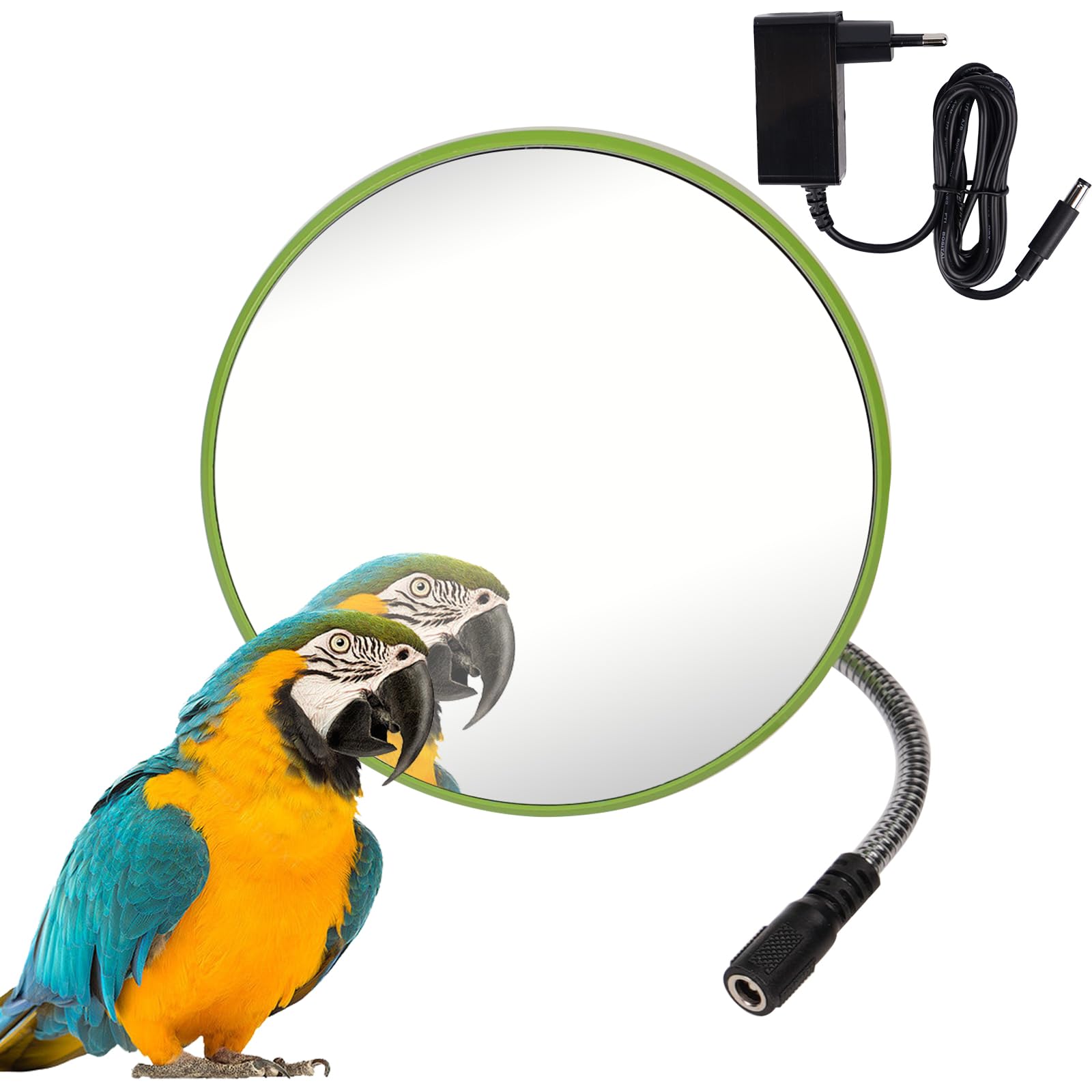 Calentador De Jaula para Pájaros Calentador De Pájaros con Espejo y Cuerda Anti Mordeduras 18W Almohadilla Calefactada para Placa Calefactora para Periquitos Loros Cacatúas Conure