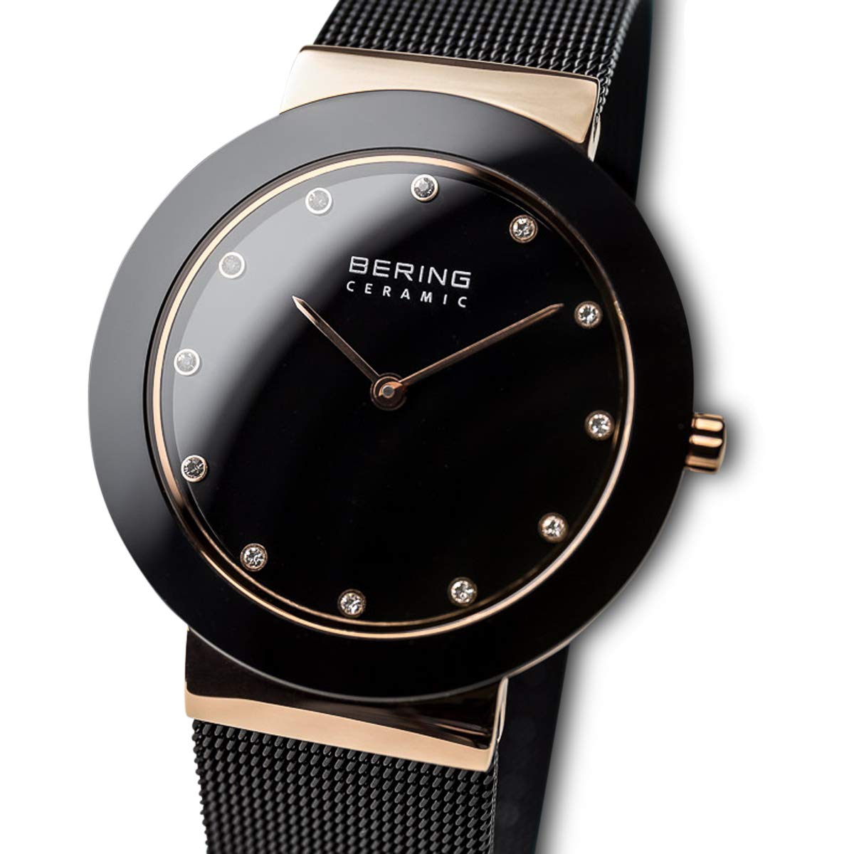Bering Damen Quarz Uhr | Armbanduhr 35 mm Edelstahlgehäuse und Zifferblatt | Milanaisearmband | Saphierglas | 5 ATM | 11435