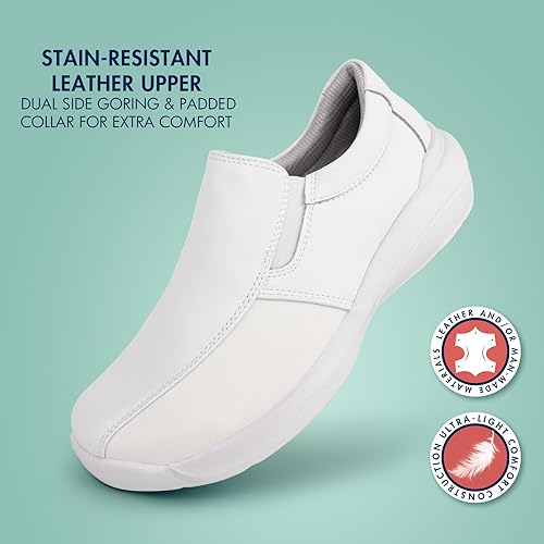 Miniatura 4 de Hawkwell Pro - Zapatos de enfermería de cuero y licra para juanetes, ligeros, antideslizantes, ideales para aliviar el dolor de pies