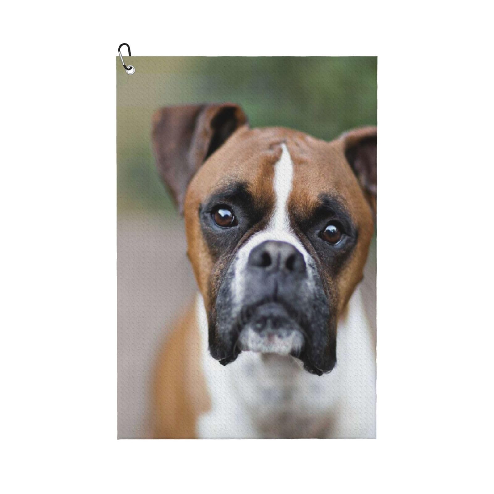 Hnnkloy Boxer Dog, 16x24 in Portable Waffle Golf Towels with Carabiner Clip for Golf Bag