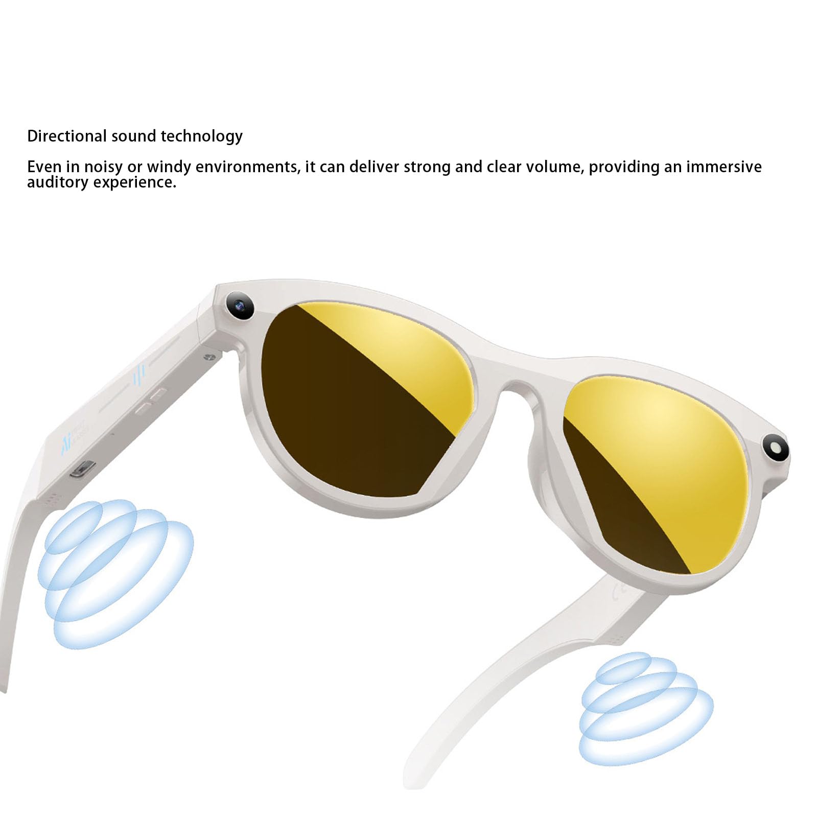 Fockety Gafas Inteligentes con IA, Gafas de grabación con cámara de 8 MP y 1080p, grabación de Audio y vídeo en Tiempo Real, traducción, Unisex, Bloqueo de luz Azul para Viajes