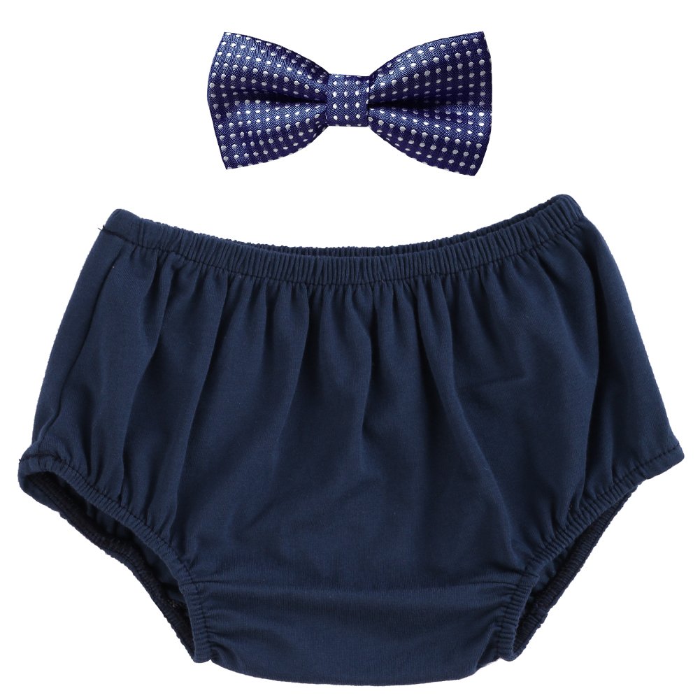 Baby Boys Cake Smash Outfit Bloomers Bowtie Set/Bow Ties - Various Designs Navy