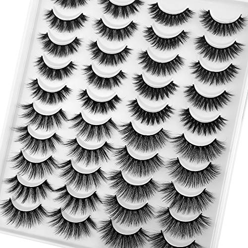 False Eyelashes 20 Pairs Fluffy 3D Faux Mink Lashes FANXITON Volume False Lashes 4 Different Styles Fake EyelashesPack