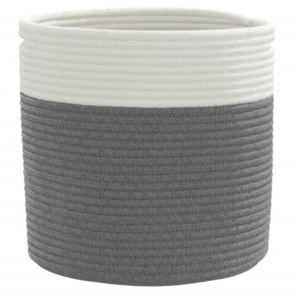 Aufbewahrungskörbe 2 Stk Grau Weiß Ø28x28 cm Baumwolle Polyester Flechtkorb für Wohnzimmer Kinderzimmer Badezimmer mit Griffen Boho Vintage Naturstil