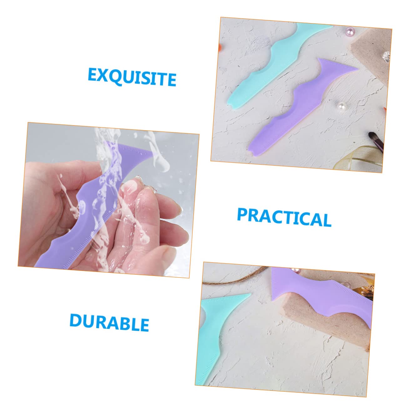 FRCOLOR 10pezzi Stencil Eyeliner in Silicone Riutilizzabili Per Applicazione Ombretto e Sopracciglia Per Makeup Facili Usare Blu