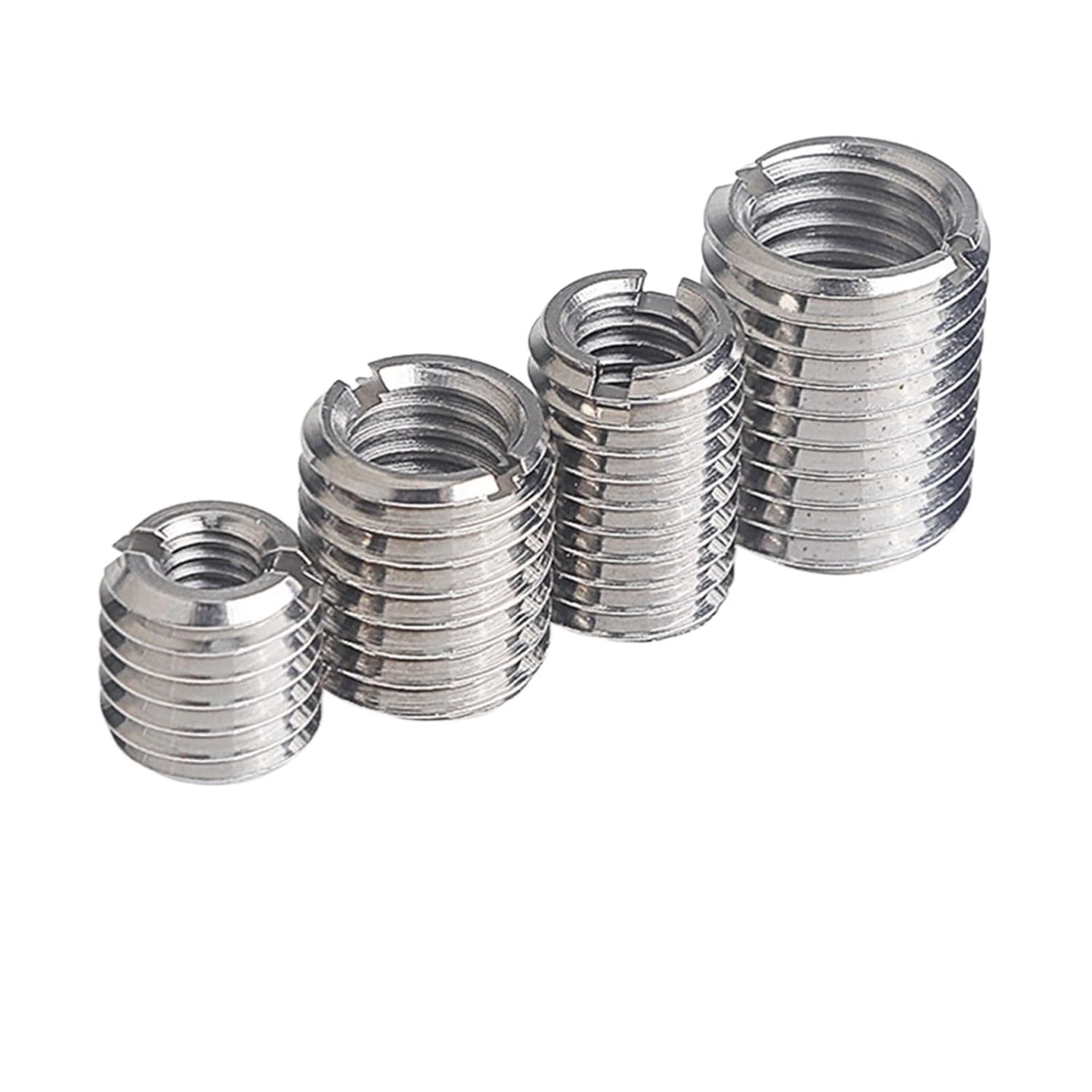 M2.5 M3 M4 M5 M6 M10 M12 Stainless Steel Inner Outer Thread Adapter Screw Sheath Thread Insert Sleeve Convert Nuts (Color : With Slot_15MM_M6 X M8 (5PCS))