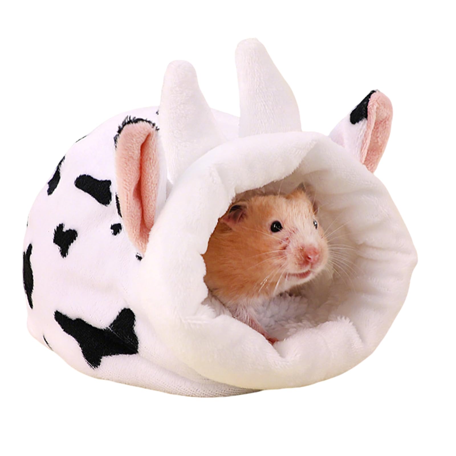 Embhlitfe Large Hamster Bed, Warm Plush Hamster House with Fleece Lining for Syrian Hamsters, Guinea Pigs, Hedgehogs and Small Pets (Black&White)