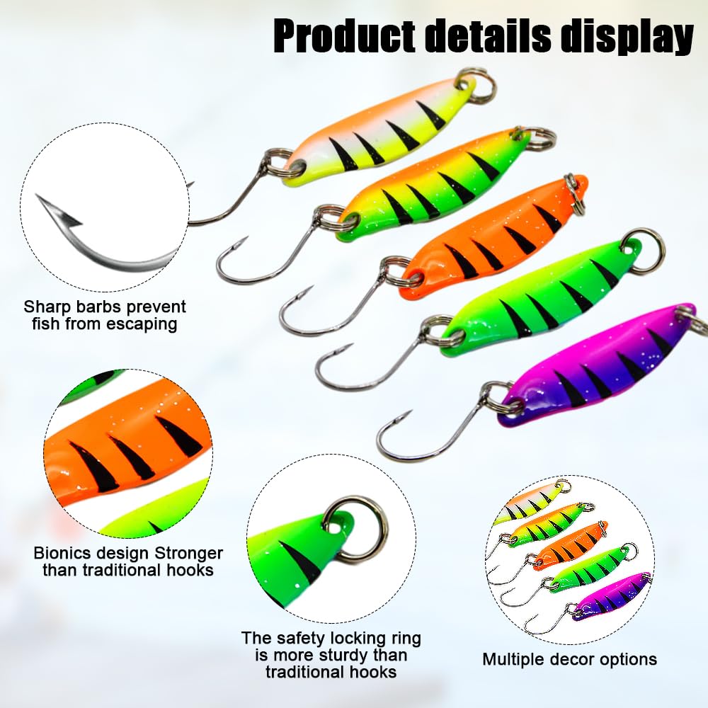 Kit Esche Da Pesca Alla Trota Mizikuu - 43 Pezzi, Cucchiaini Multicolore, Per Spinning - Foto 12