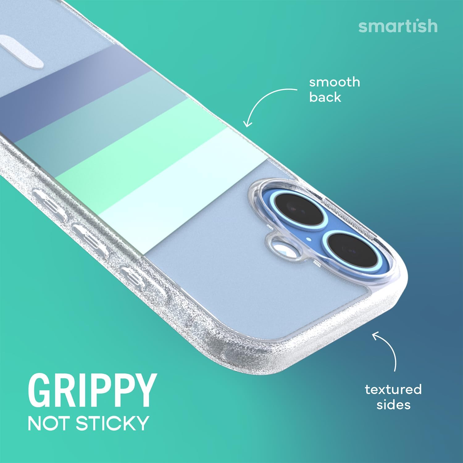 Smartish® iPhone 17 MagSafe Clear Case - Gripmunk Magnetic Slim Case [Lightweight + Protective] Anti-Yellowing Thin Grip Clear Cover for Apple iPhone 17 - Deep End
