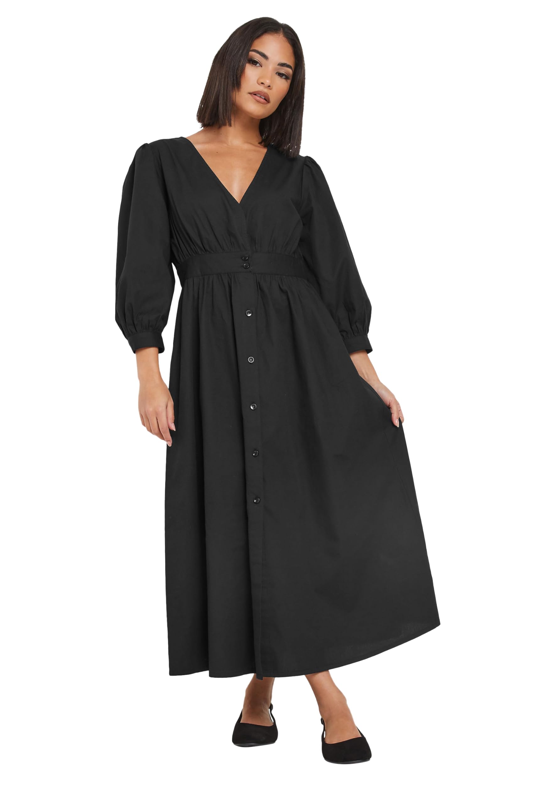 Pixiegirl Women's Black Petite Button Midi Dress In | : Size 8