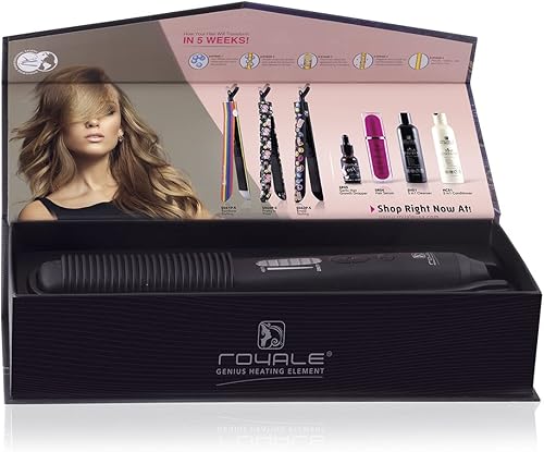 Miniatura 5 de Royale - Cepillo alisador de pelo de cerámica de lujo, elemento calefactor, tecnología iónica (negro)