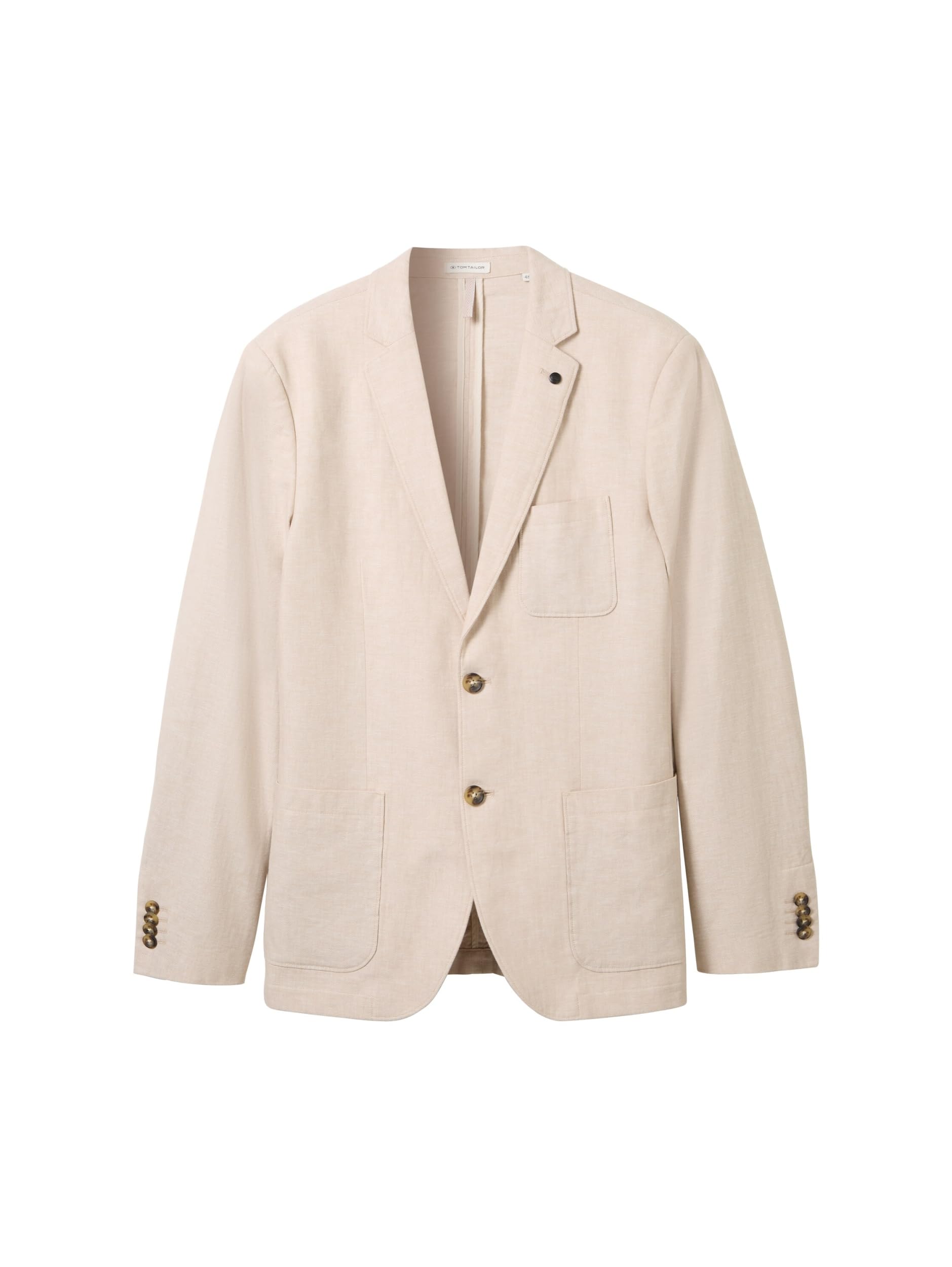 TOM TAILOR Herren Sakko aus Leinen, 35175 - Camel Beige Herringbone, 50