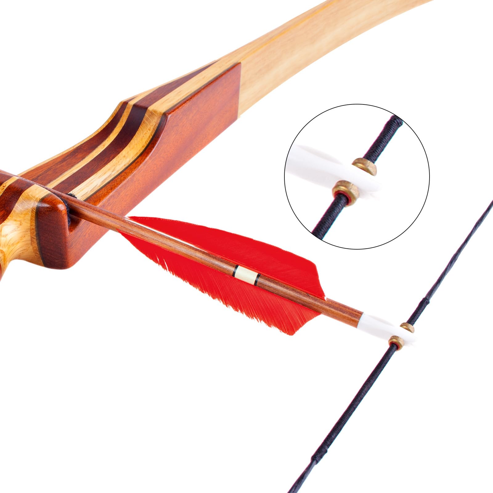 PATIKIL Corde d'arc Traditionnelle 12 brins pour Arc Recurve AMO 48", Rouge-Noir